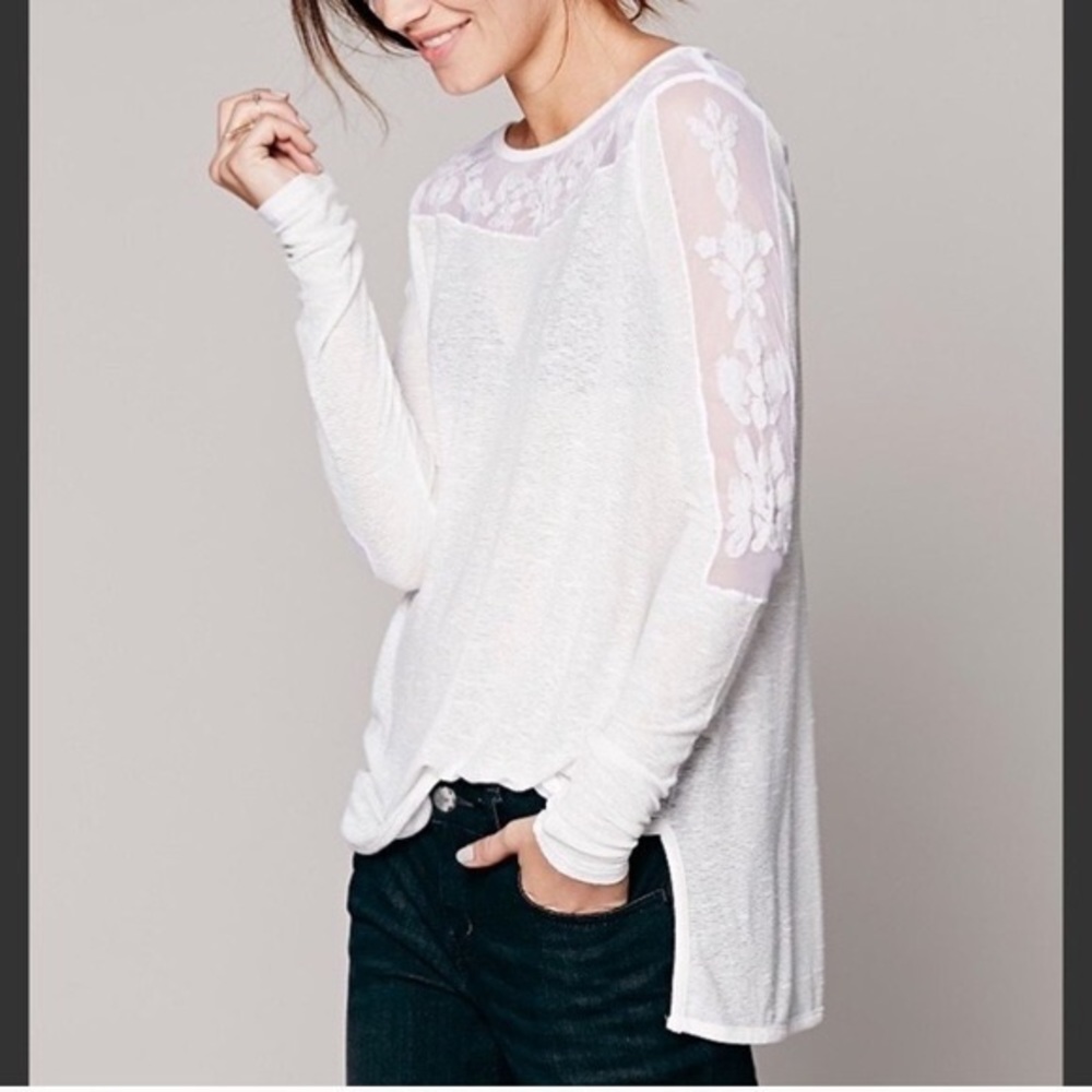 Free People lace top long sleeve shirt